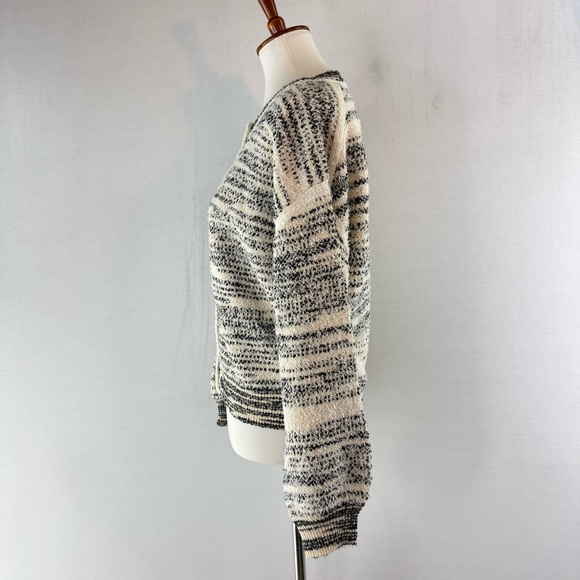 J. Crew Black and Ivory  Space-Dyed Cotton Blend Textured Cardigan Sweater - Picture 3 of 15